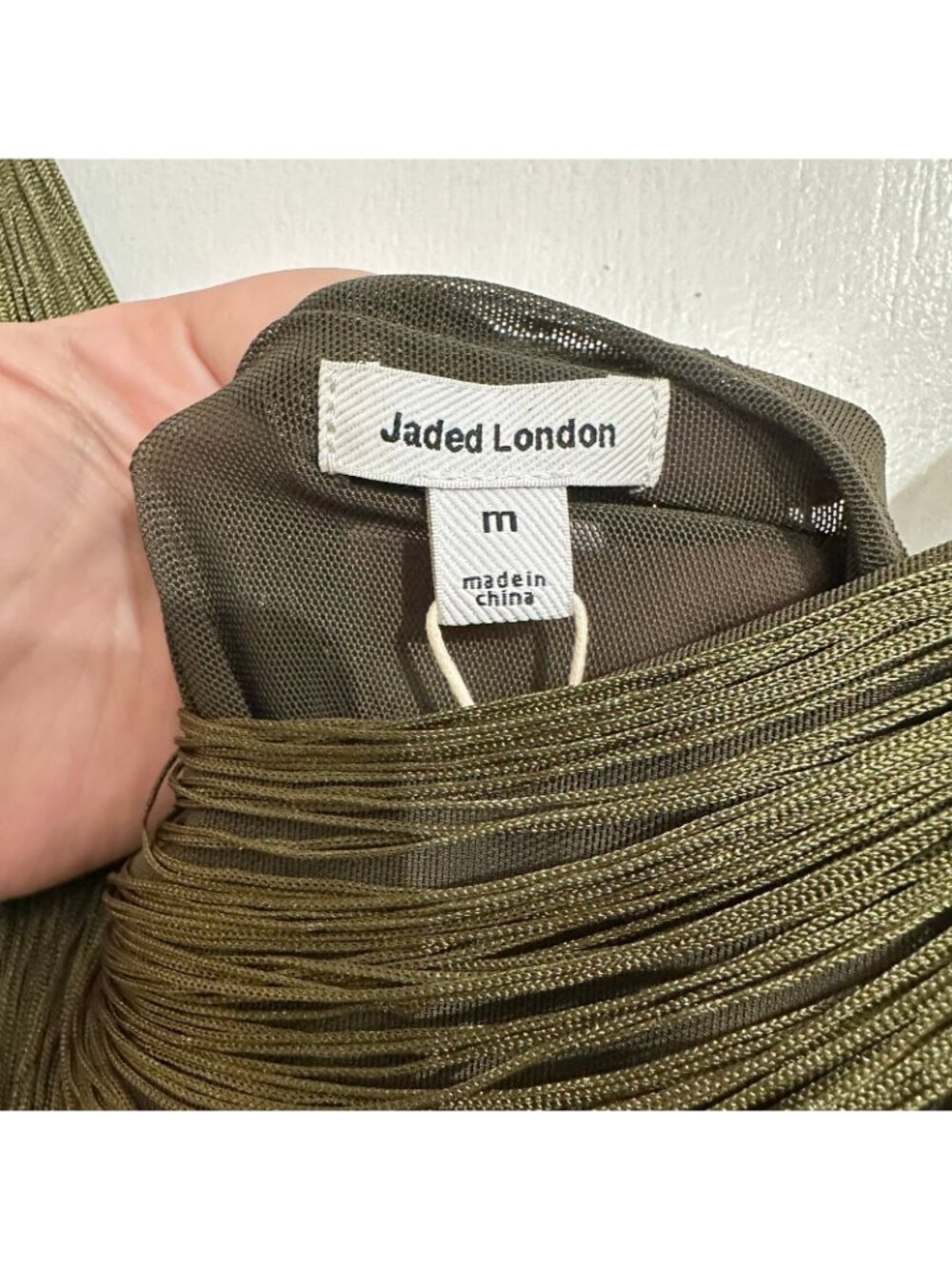 NWT Jaded London Fringe Dress in Khaki M - Picture 10 of 11